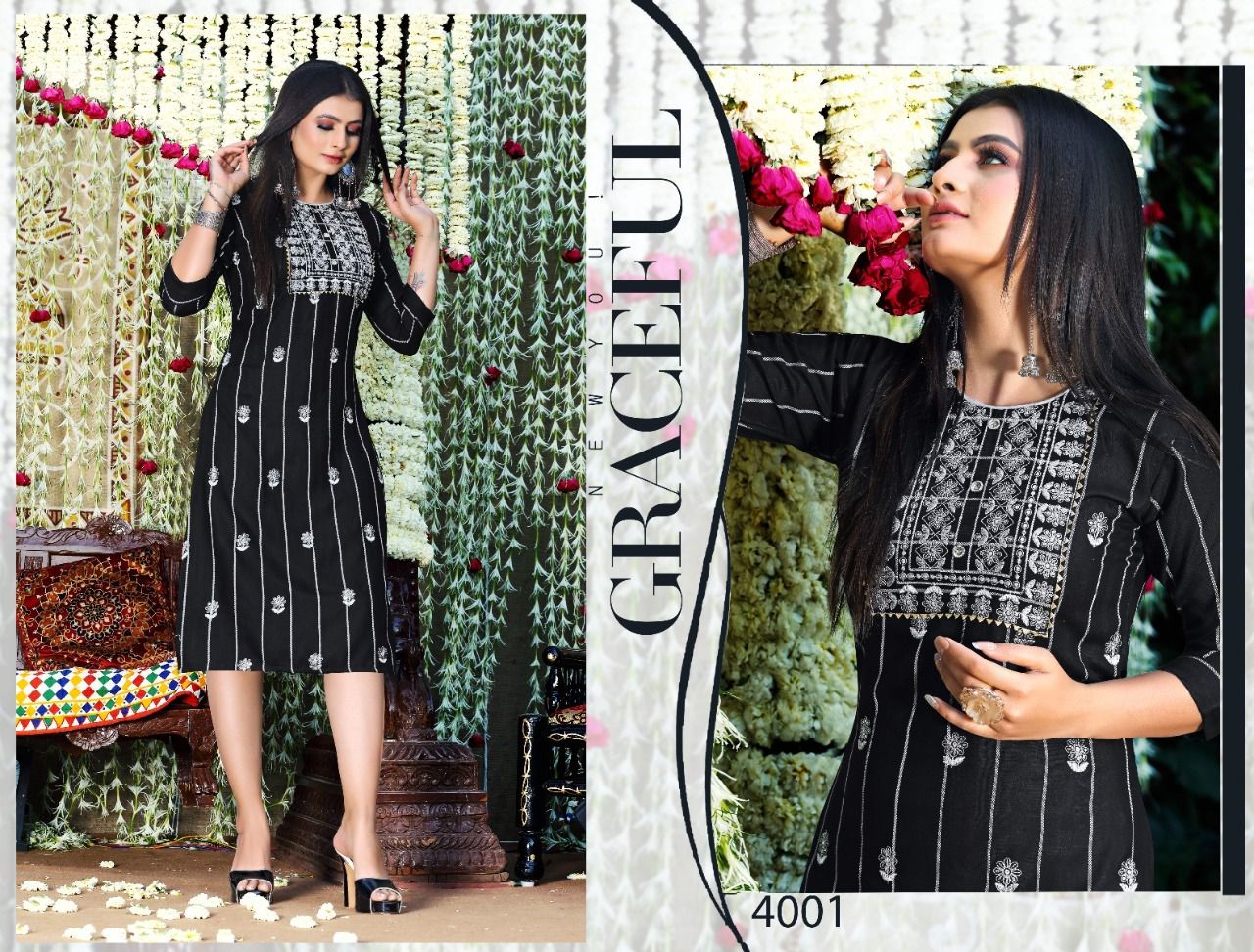 Morning Star 4001 Rayon Ethnic Wear Straight Designer Kurti Collection